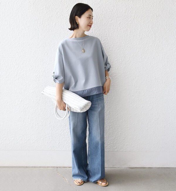 SHIPS for women「〈洗濯機可能〉袖 ツイスト デザイン シアー ドッキング TEE」|Tシャツ・カットソー|