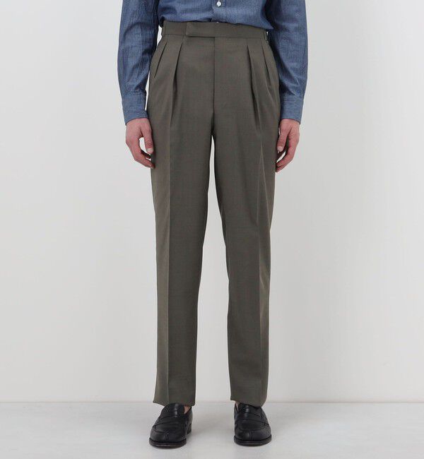 TOMORROWLAND MENS「ウールモヘヤ 2プリーツサイドアジャスタースラックス Ｖ.B.CANONICO」|スラックス|