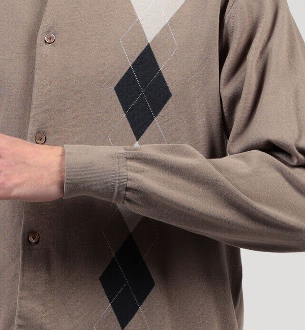 TOMORROWLAND MENS「TOMORROWLAND tricot ギザコットン アーガイル柄 ポロカラーカーディガン」|カーディガン|