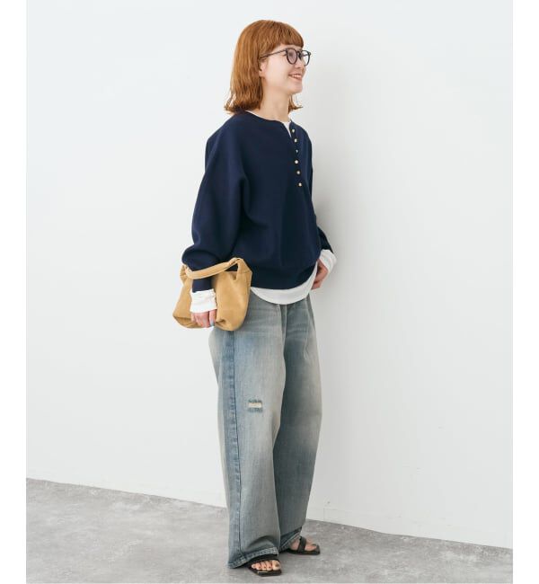 Spick and Span「《WEB限定カラー有り / 追加2予約》メタルボタンヘンリーネックニット」|ニット・セーター|