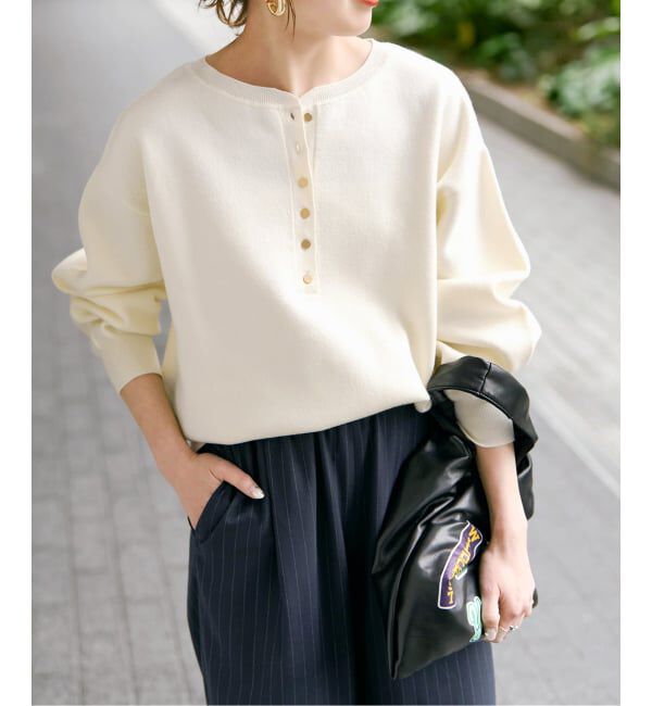 Spick and Span「《WEB限定カラー有り / 追加2予約》メタルボタンヘンリーネックニット」|ニット・セーター|