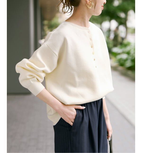 Spick and Span「《WEB限定カラー有り / 追加2予約》メタルボタンヘンリーネックニット」|ニット・セーター|