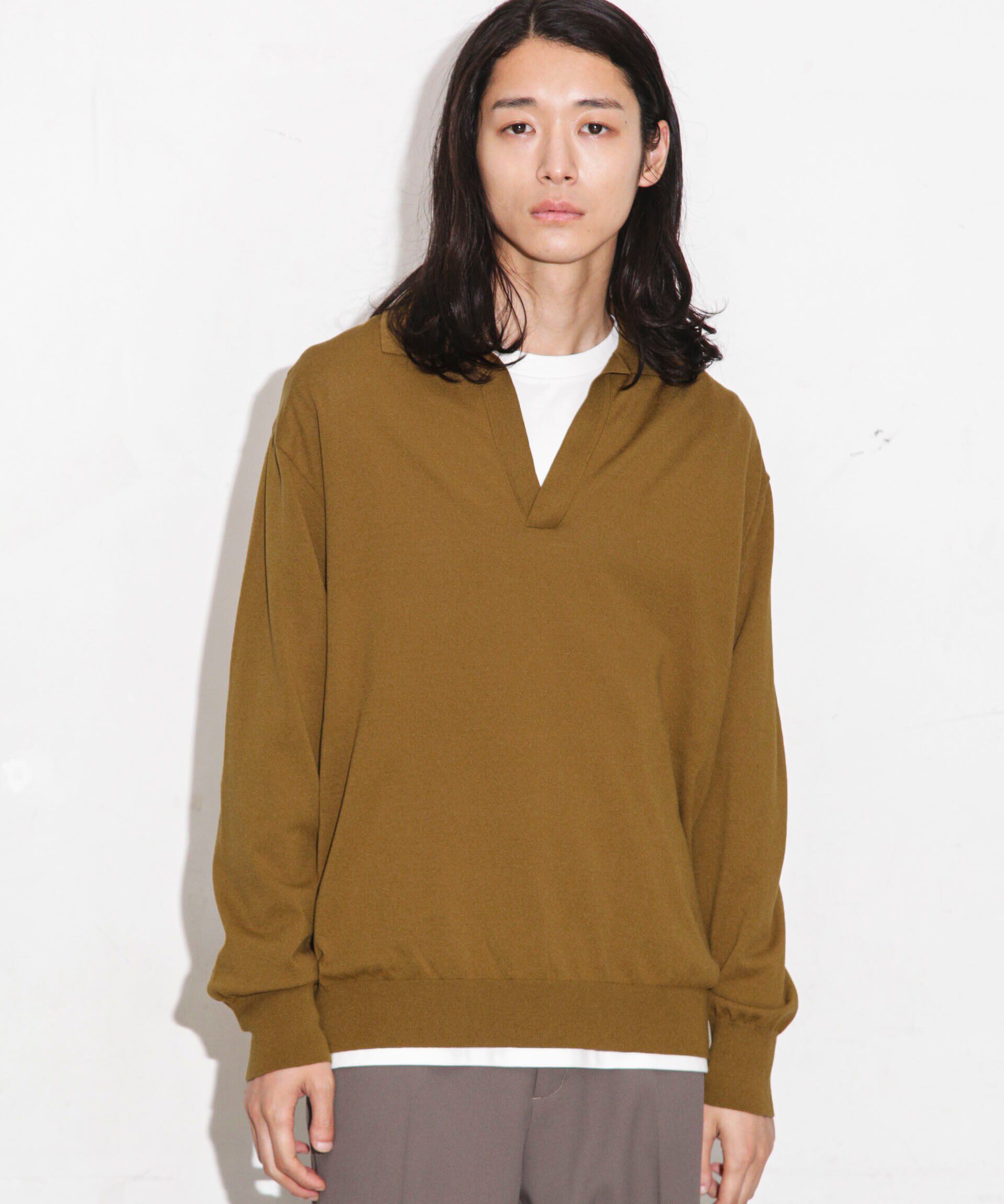 nano･universe「｢ESSENTIAL LINE｣天竺スキッパーポロ」|ニット・セーター|