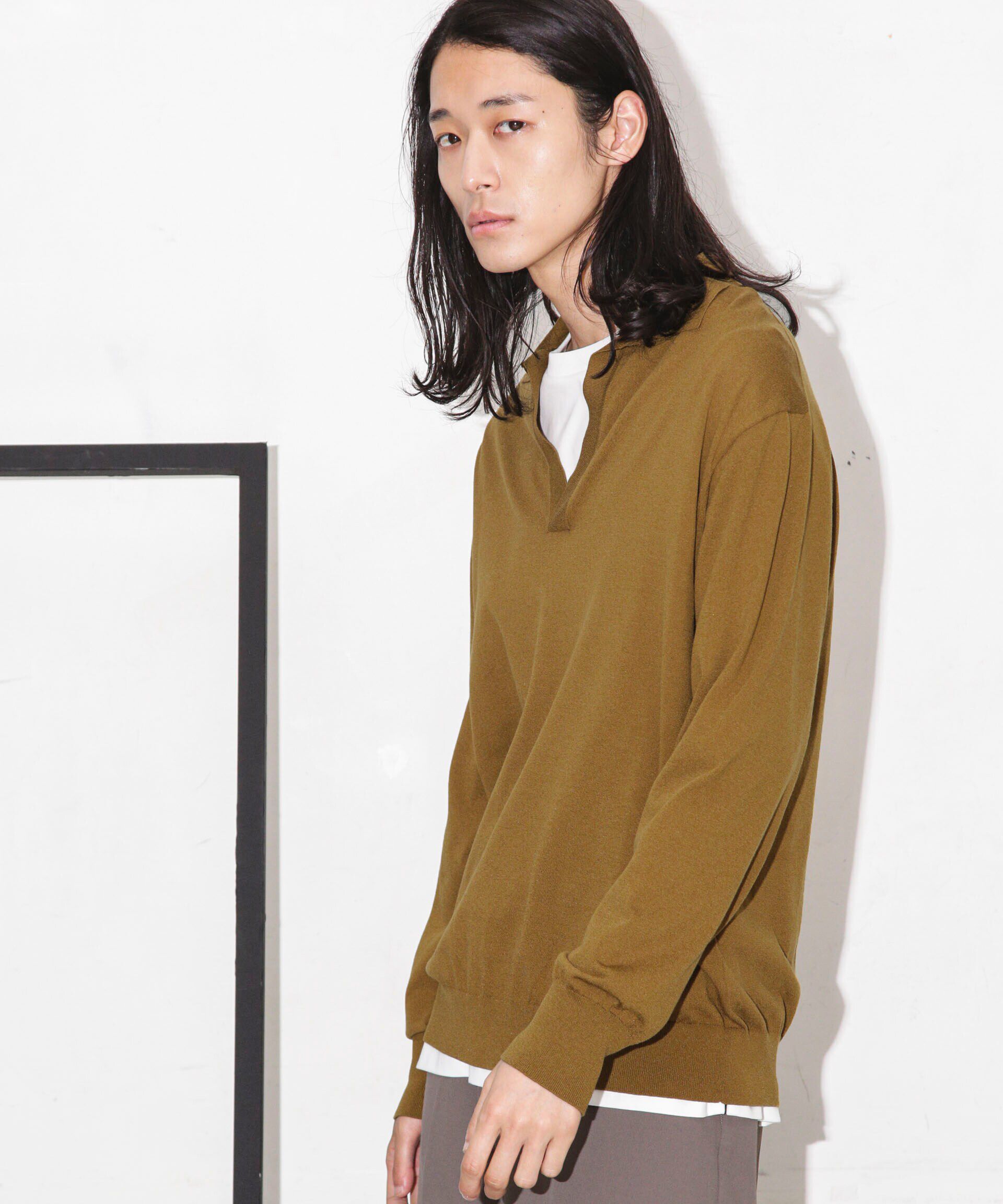nano･universe「｢ESSENTIAL LINE｣天竺スキッパーポロ」|ニット・セーター|