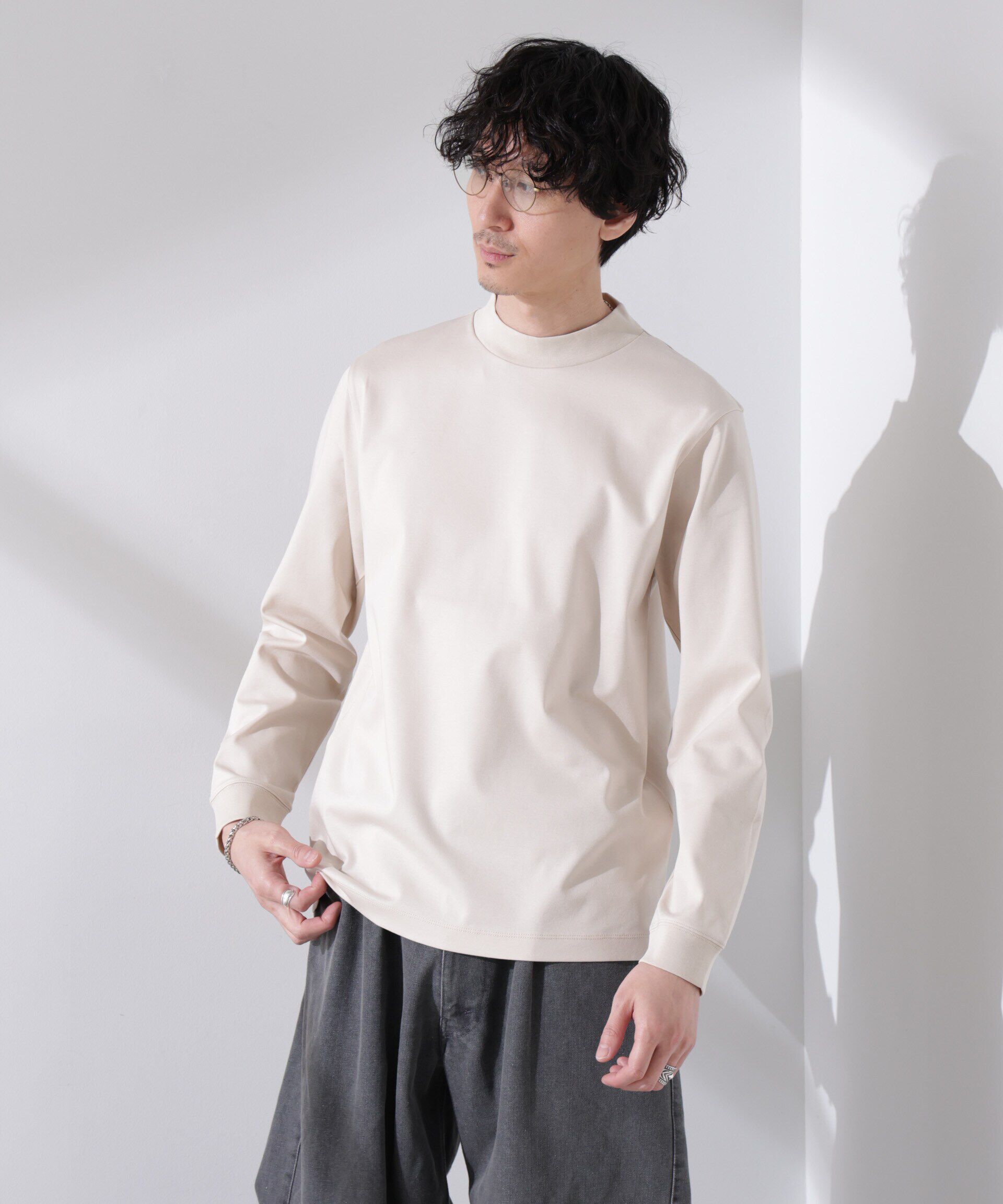 NANO universe「アンチスメルモックネックTシャツ 長袖」|Tシャツ・カットソー|
