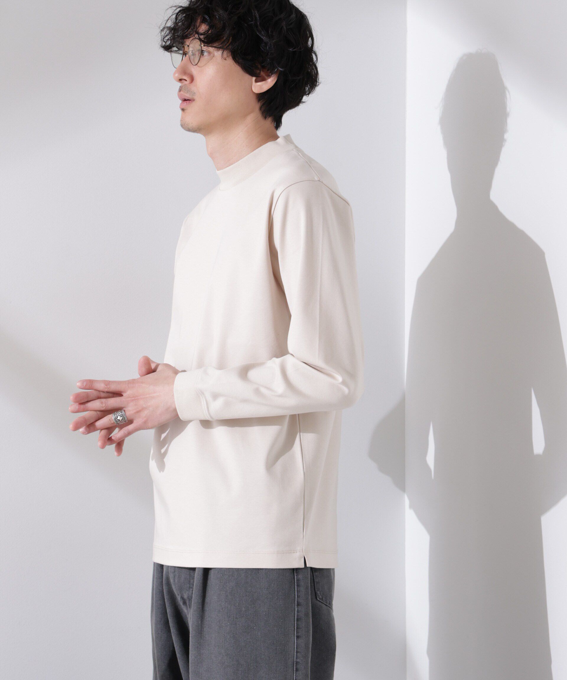 NANO universe「アンチスメルモックネックTシャツ 長袖」|Tシャツ・カットソー|
