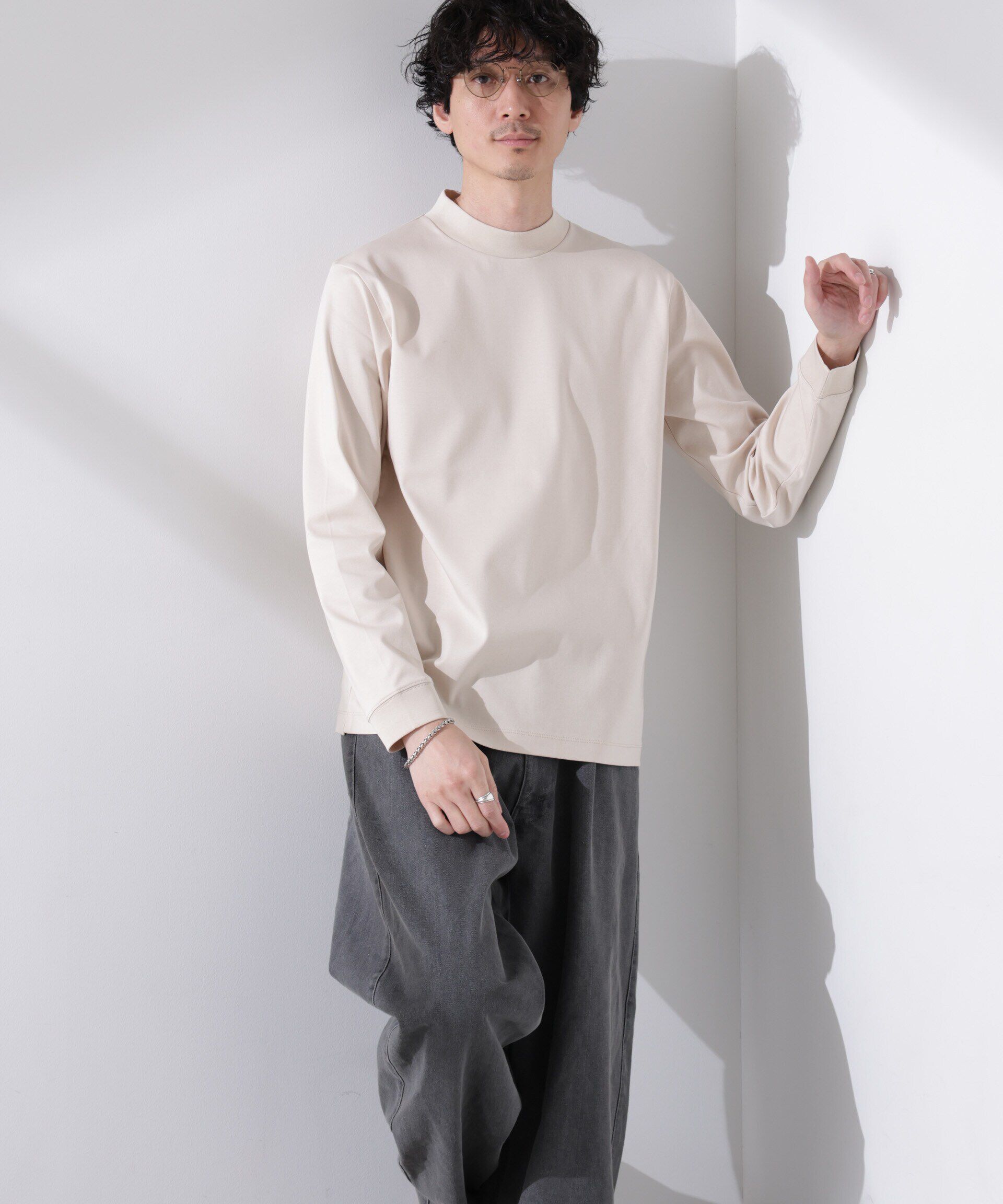 NANO universe「アンチスメルモックネックTシャツ 長袖」|Tシャツ・カットソー|