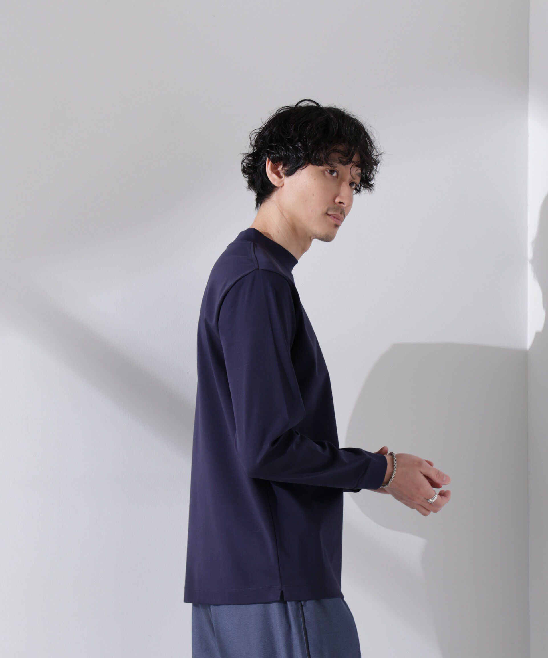 NANO universe「アンチスメルモックネックTシャツ 長袖」|Tシャツ・カットソー|