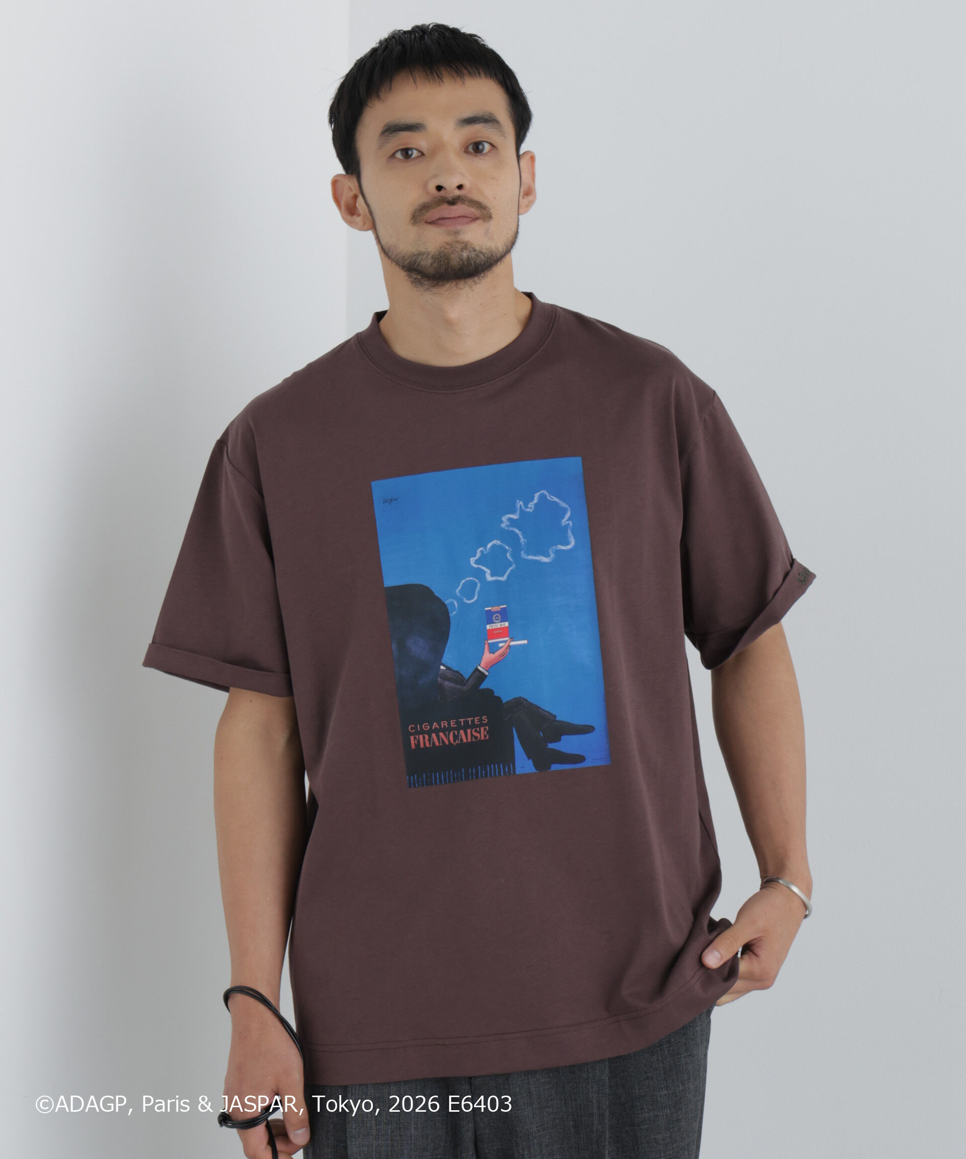 NANO universe「｢OtoNANO｣&times;SAVIGNAC プリントTシャツ」|Tシャツ・カットソー|ブラウン
