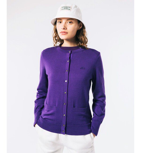 LACOSTE「ウォッシャブルウールニットカーディガン」|カーディガン|バイオレット