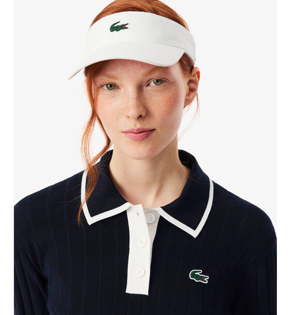 LACOSTE「ハイストレッチ バイカラーポロカラーゴルフニットセーター」|ポロシャツ|