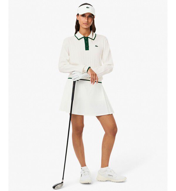 LACOSTE「ハイストレッチ バイカラーポロカラーゴルフニットセーター」|ポロシャツ|