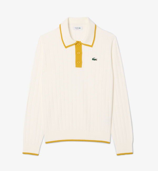 LACOSTE「ハイストレッチ バイカラーポロカラーゴルフニットセーター」|ポロシャツ|