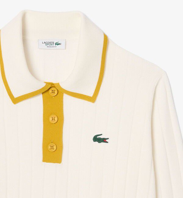 LACOSTE「ハイストレッチ バイカラーポロカラーゴルフニットセーター」|ポロシャツ|