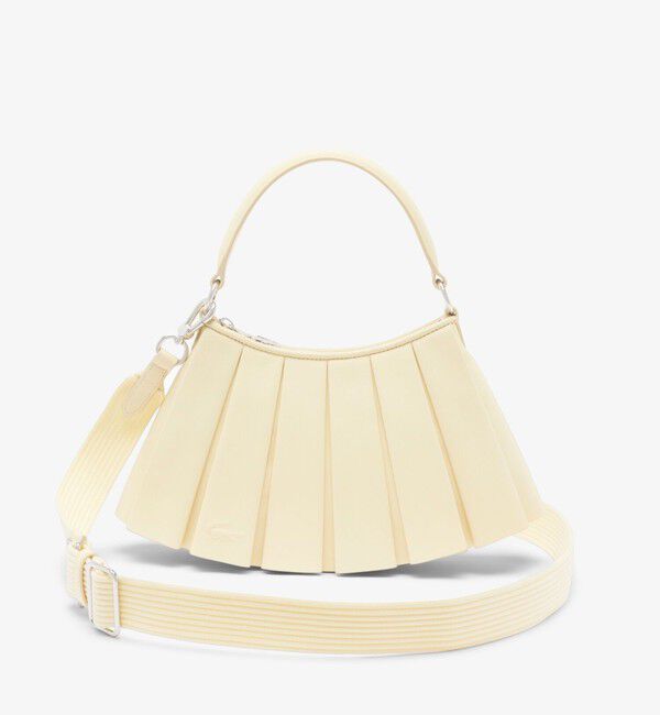 LACOSTE「LENGLEN ラムレザープリーツハンドバッグ 2WAY ショルダーバッグ」|ショルダー・メッセンジャー|オフホワイト