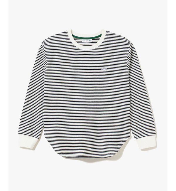 LACOSTE「ラウンドヘム 配色リブカラー ワッフルボーダーロングスリーブTシャツ」|Tシャツ・カットソー|