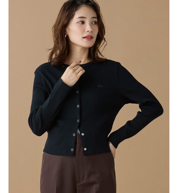 LACOSTE「ショート丈 リブジャージカーディガン」|カーディガン|
