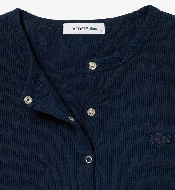 LACOSTE「ショート丈 リブジャージカーディガン」|カーディガン|