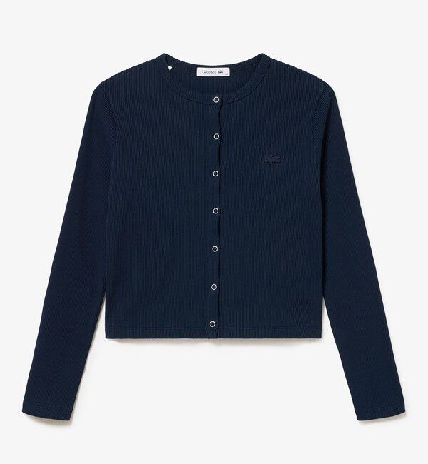 LACOSTE「ショート丈 リブジャージカーディガン」|カーディガン|