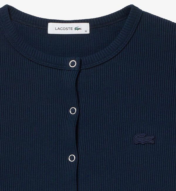 LACOSTE「ショート丈 リブジャージカーディガン」|カーディガン|