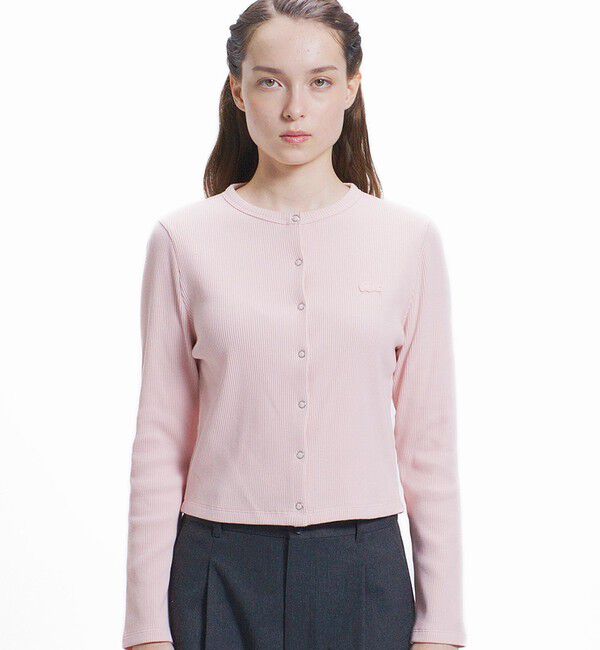 LACOSTE「ショート丈 リブジャージカーディガン」|カーディガン|