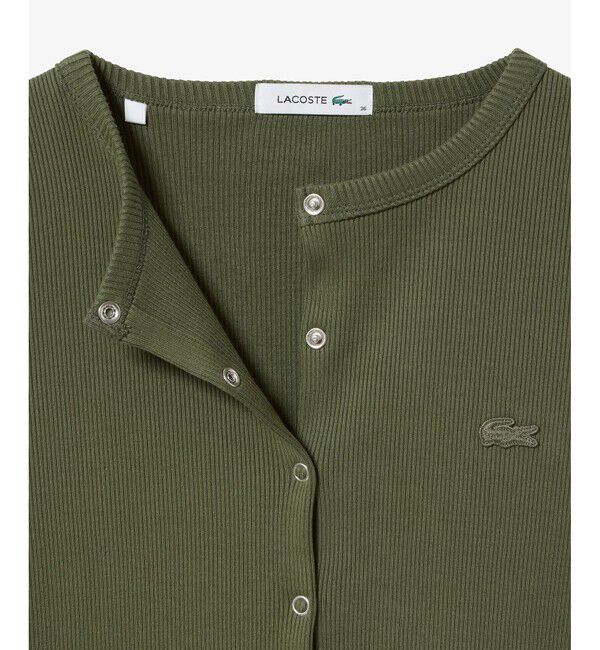 LACOSTE「ショート丈 リブジャージカーディガン」|カーディガン|