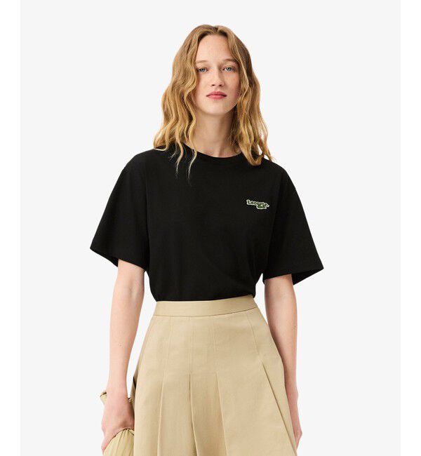 LACOSTE「ネーム＆ワニロゴパッチオーバーサイズ半袖Tシャツ」|Tシャツ・カットソー|