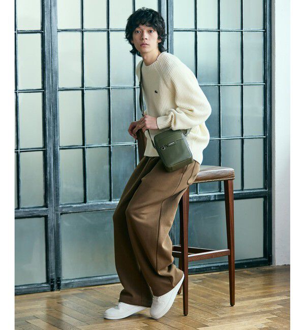 LACOSTE「オシアン レザーサッチェルバッグ」|ショルダー・メッセンジャー|