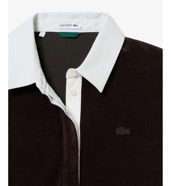 LACOSTE「ルーズシルエット サイドスリット ベロアポロシャツ」|ポロシャツ|