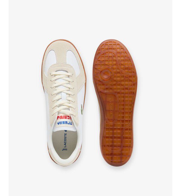 LACOSTE「メンズ BASESHOT PRO 126 1 SMA レザー スエード切り替え ローカットスニーカー」|スニーカー|