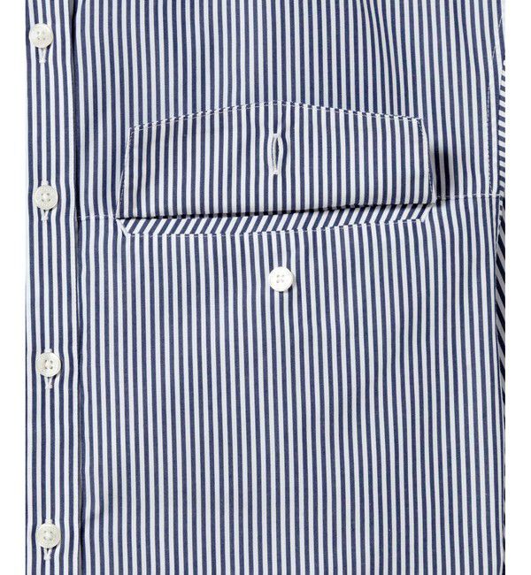 LACOSTE「ダブルポケット クロップド丈 ストライプシャツ」|シャツ・ブラウス|