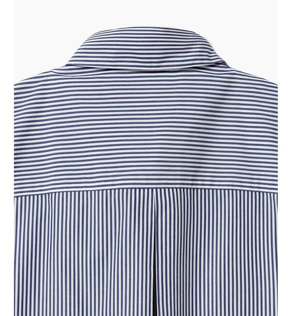 LACOSTE「ダブルポケット クロップド丈 ストライプシャツ」|シャツ・ブラウス|