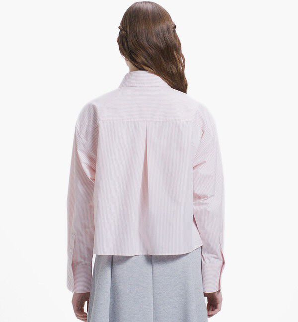 LACOSTE「ダブルポケット クロップド丈 ストライプシャツ」|シャツ・ブラウス|