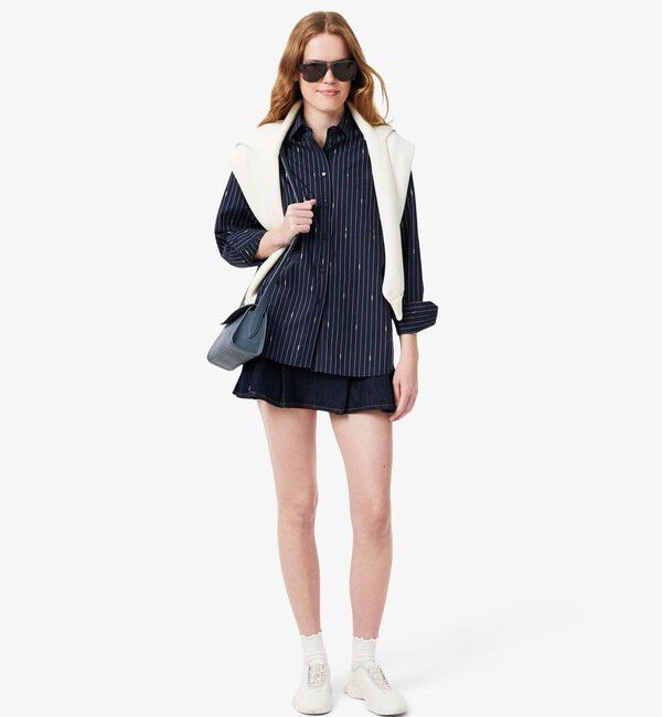 LACOSTE「ブランドネームストライプポプリンシャツ」|シャツ・ブラウス|