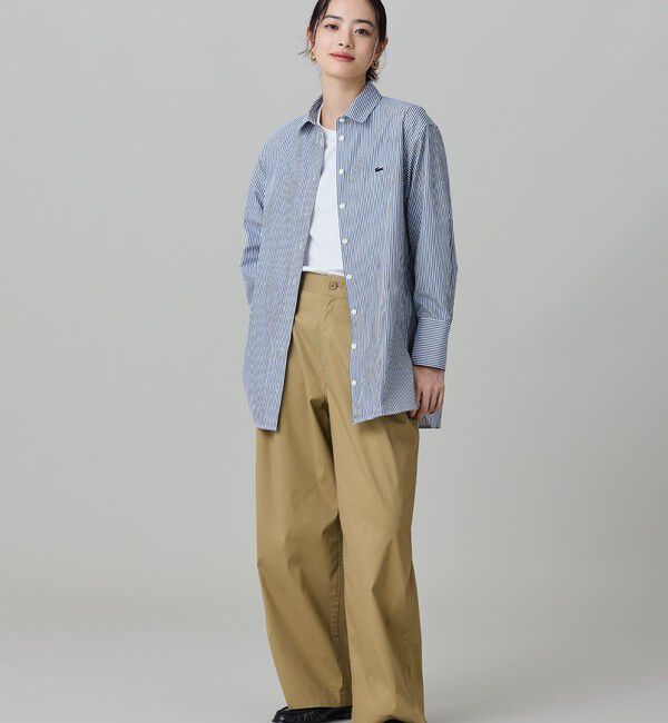 LACOSTE「オーバーサイズ ストライプロングシャツ」|シャツ・ブラウス|