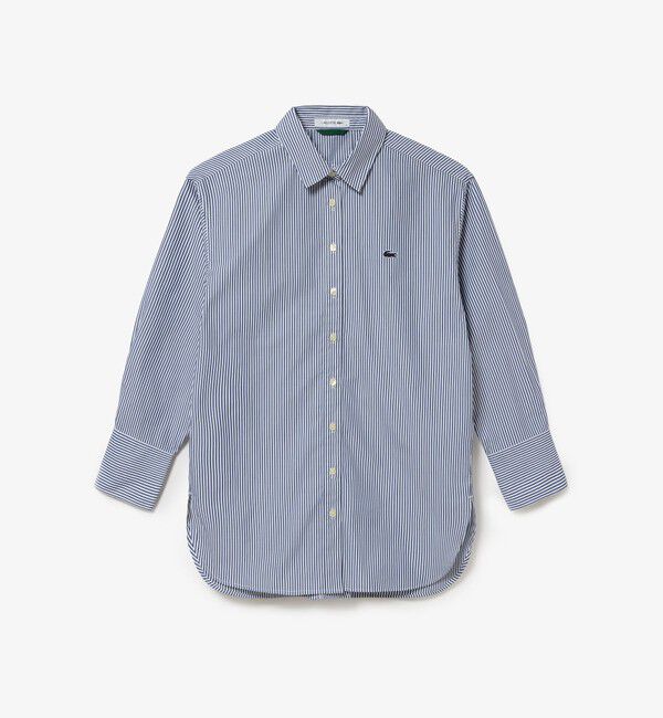 LACOSTE「オーバーサイズ ストライプロングシャツ」|シャツ・ブラウス|