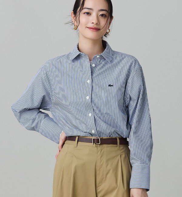 LACOSTE「オーバーサイズ ストライプロングシャツ」|シャツ・ブラウス|