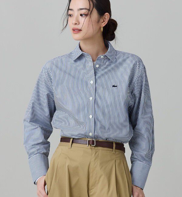 LACOSTE「オーバーサイズ ストライプロングシャツ」|シャツ・ブラウス|
