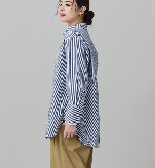 LACOSTE「オーバーサイズ ストライプロングシャツ」|シャツ・ブラウス|