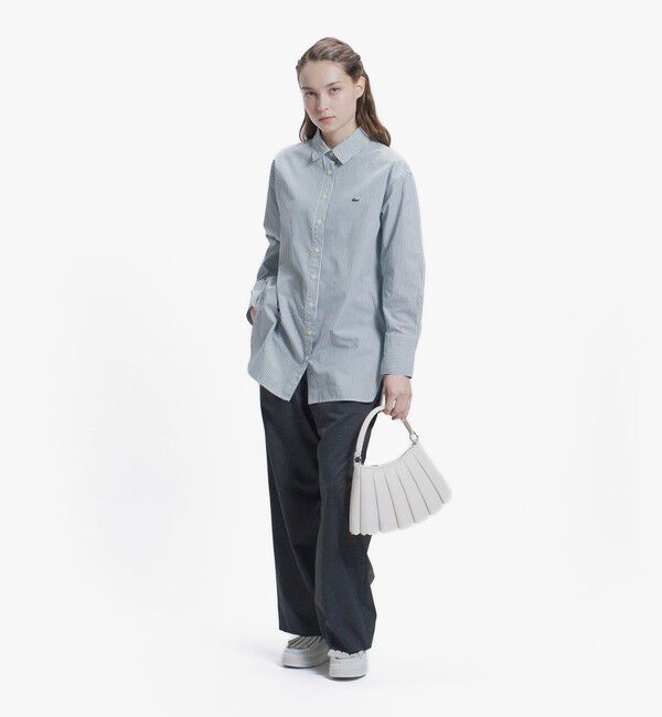 LACOSTE「オーバーサイズ ストライプロングシャツ」|シャツ・ブラウス|
