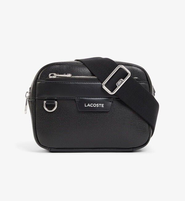 LACOSTE「オシアン ミニレザーリポーターバッグ」|ショルダー・メッセンジャー|ブラック