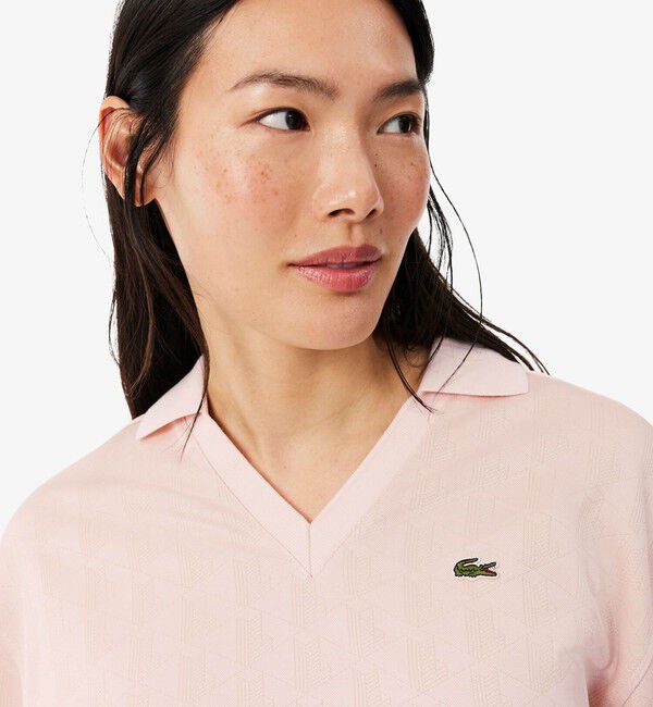 LACOSTE「モノグラムジャカードスキッパーネックポロシャツ」|ポロシャツ|