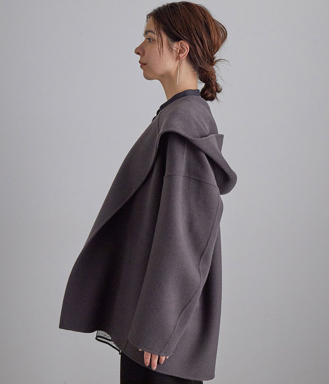 SALON adam et rope'「ウールカシミヤ無双仕立てフード付きミドル丈コート」|その他|