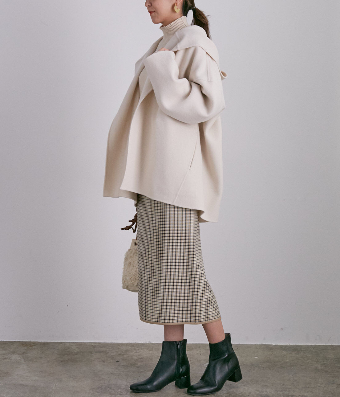 SALON adam et rope'「ウールカシミヤ無双仕立てフード付きミドル丈コート」|その他|
