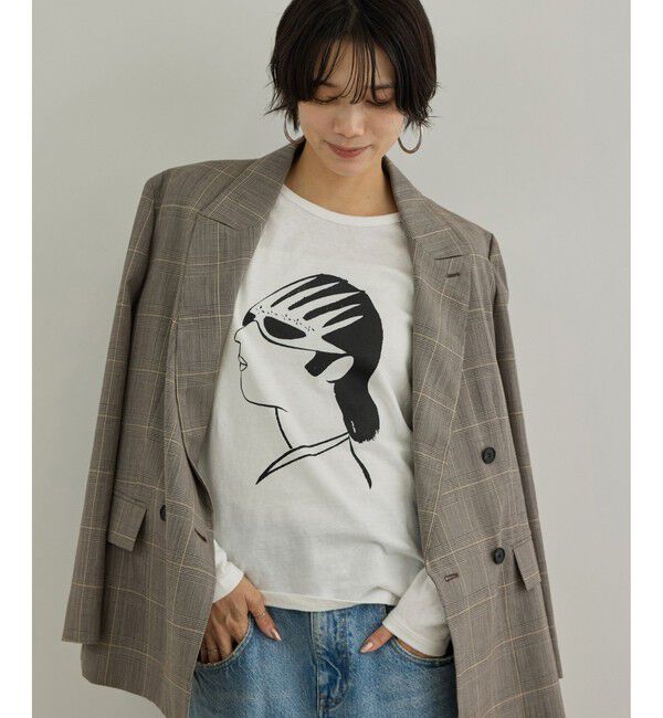 SALON adam et rope'「【Camille de Cussac for SALON】アートプリントロングスリーブTシャツ」|Tシャツ・カットソー|ホワイト系(12)