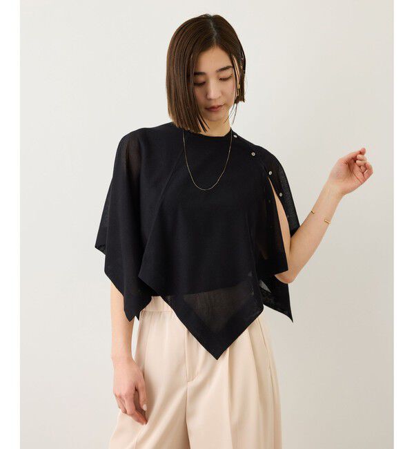 ROPE「LEVITA レイヤードニットプルーオーバー(ケープ&times;タンクトップ)/接触冷感・イージーケア」|Tシャツ・カットソー|