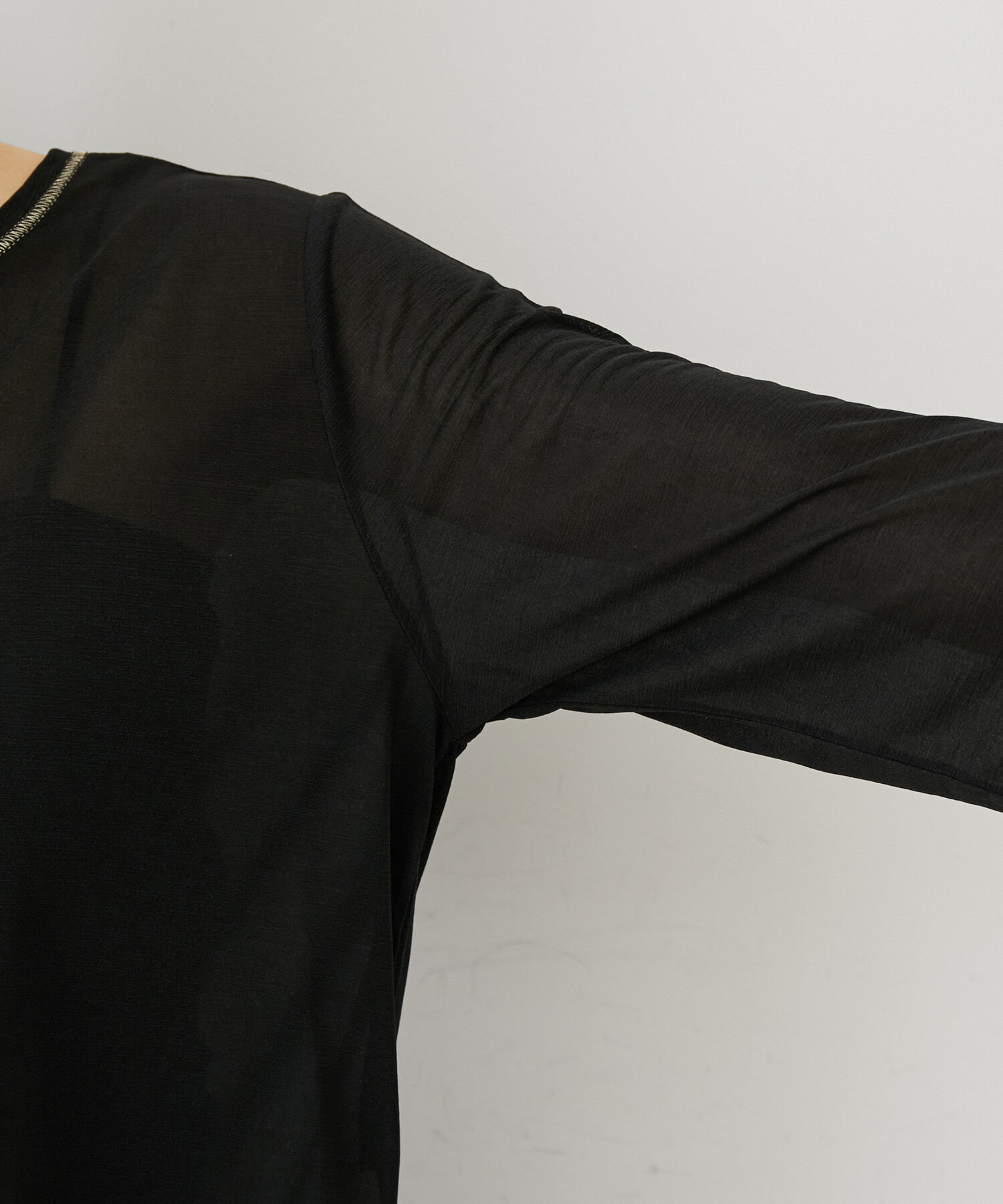 VIS「【洗える】クルーネックシアーロングTシャツ」|Tシャツ・カットソー|