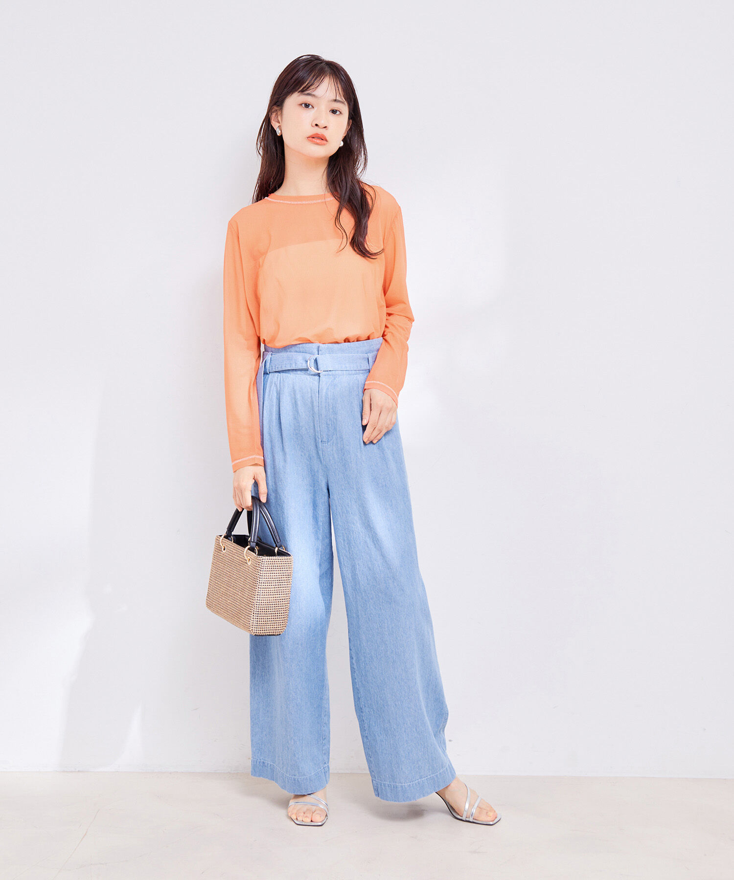 VIS「【洗える】クルーネックシアーロングTシャツ」|Tシャツ・カットソー|