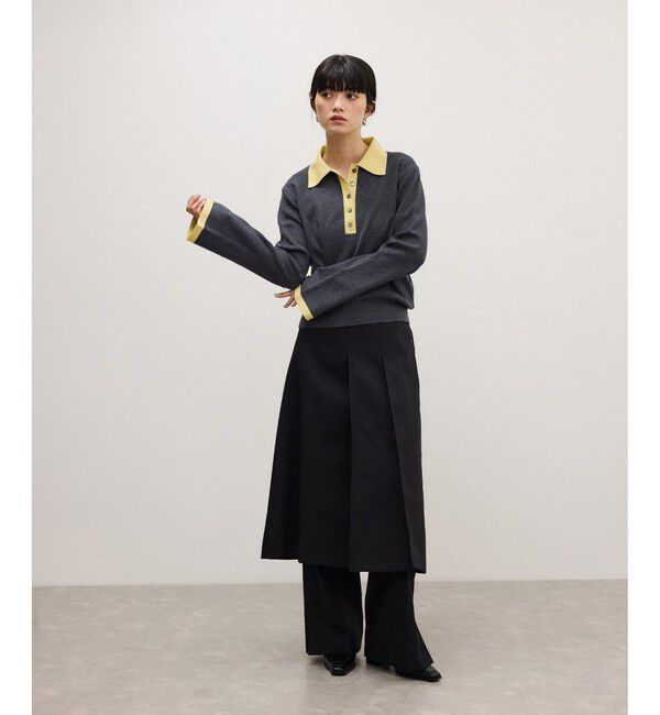 ADAM ET ROPE'「【WEB限定】・【定番】バイカラーポロニットプルオーバー」|ポロシャツ|