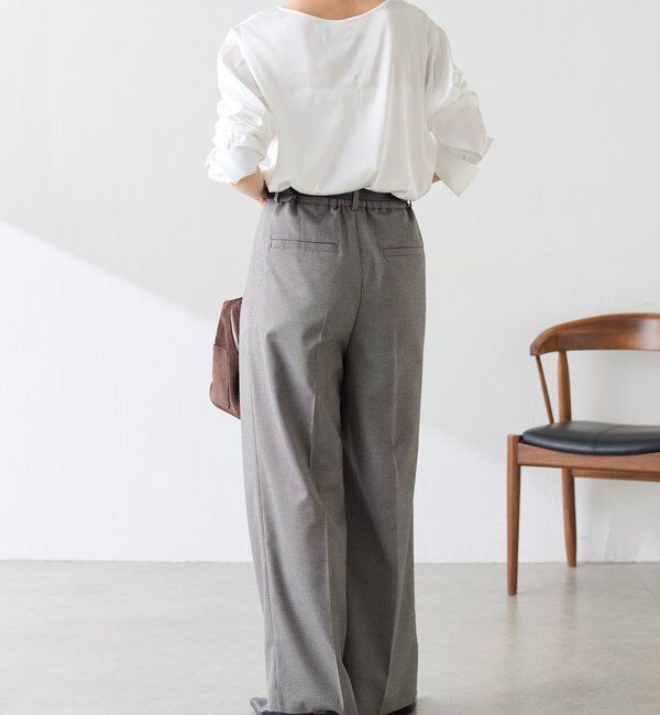  「【リバイバル/ウエストを調整できる】ウールライクワイドパンツ／カセット服」|チノ|